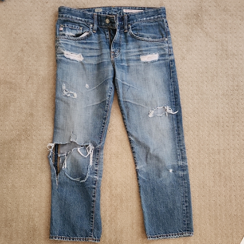 AG Adriano Goldschmied Distressed Blue Jeans